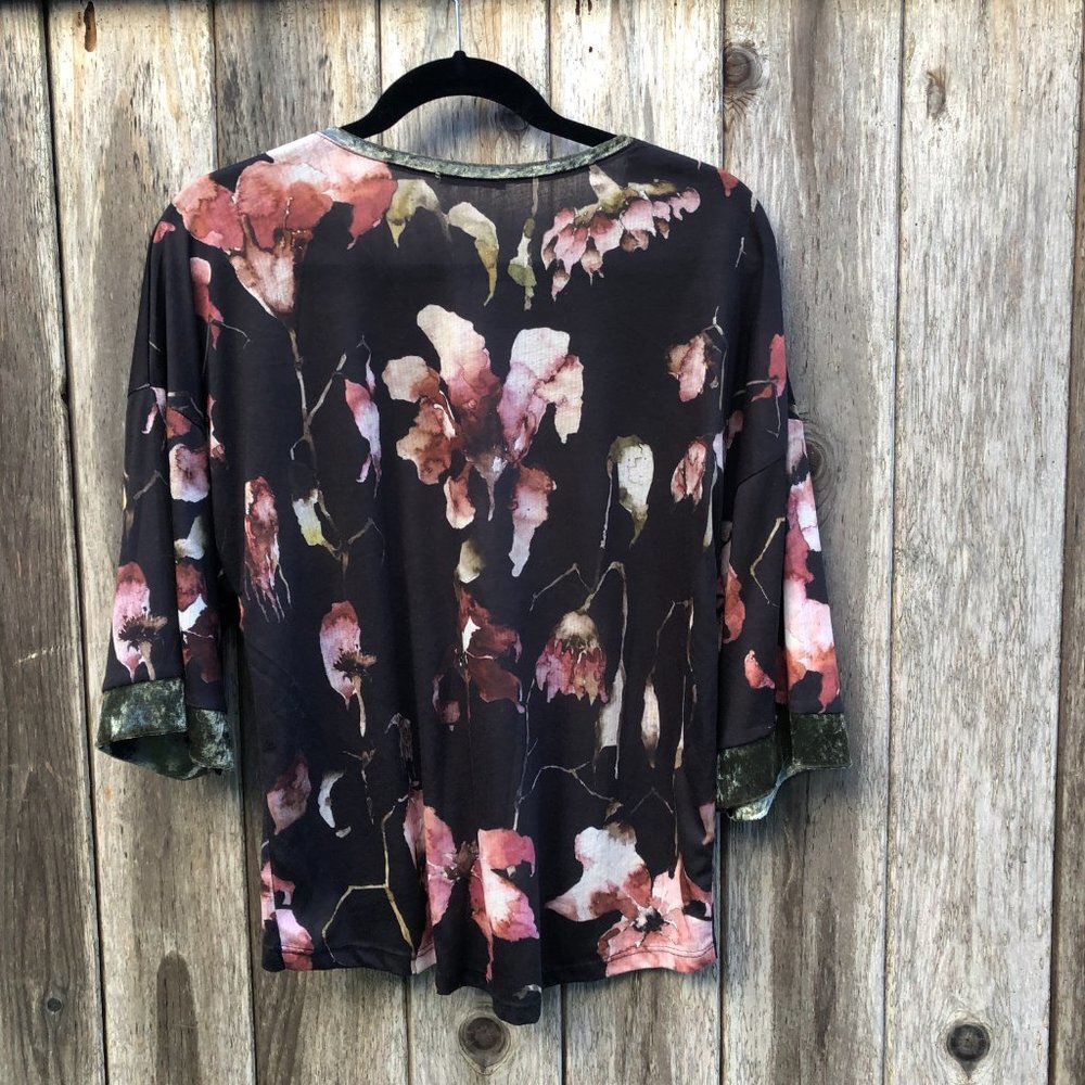 Zara Collection Floral 3/4 Sleeve Top Small - Picture 4 of 10